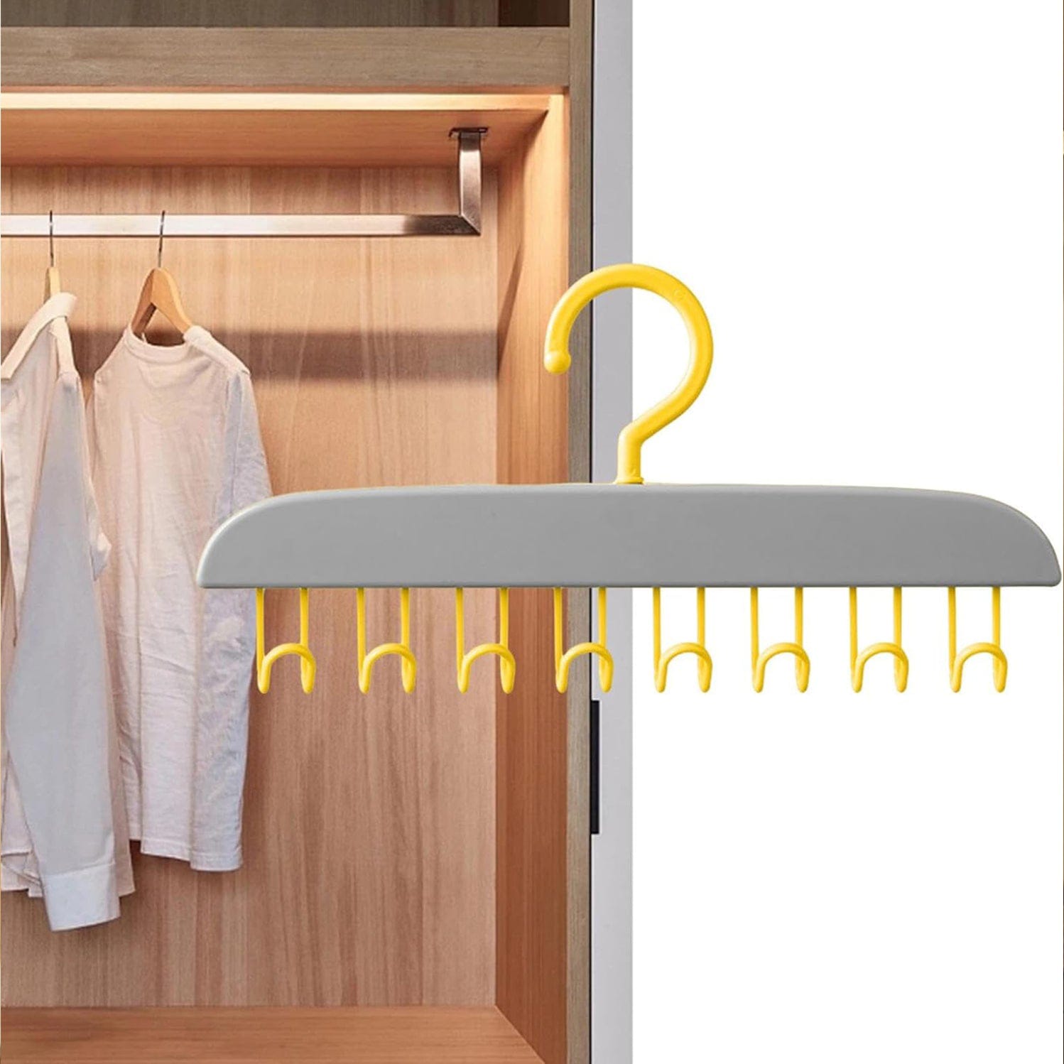 8 Hook Hangers 360 Rotating Space Save Belts Organizer Closet Door Shawls