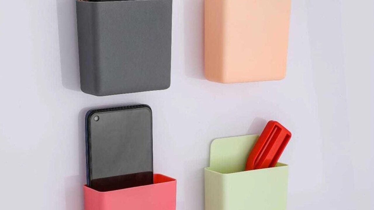 Multipurpose Plastic Wall Mounted Remote and Mobile Holder Stand Pack Of 4