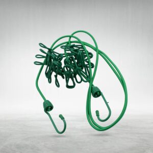 Elastic Cloth Drying Rope with 12 Metal Clip Portable Clothes line for Travel Pack of 1