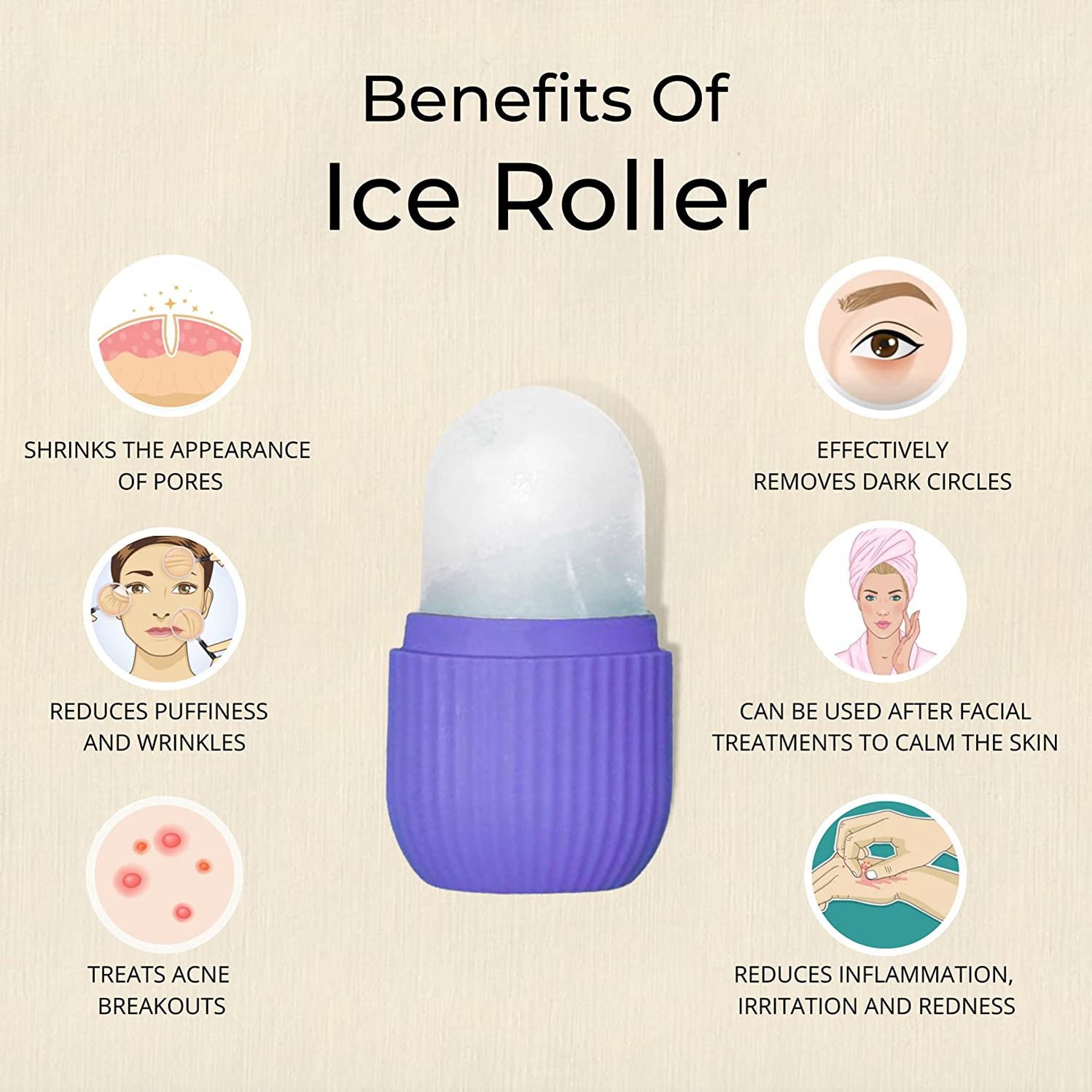 Beauty Ice Roller for Face Massager and Eye Reusable Face Rollers Facial Roller - Image 8