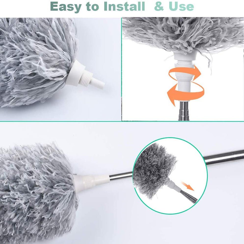 Telescoping Feather Duster With 100 Inches Extendable Handle Pole Dry Duster - Image 2