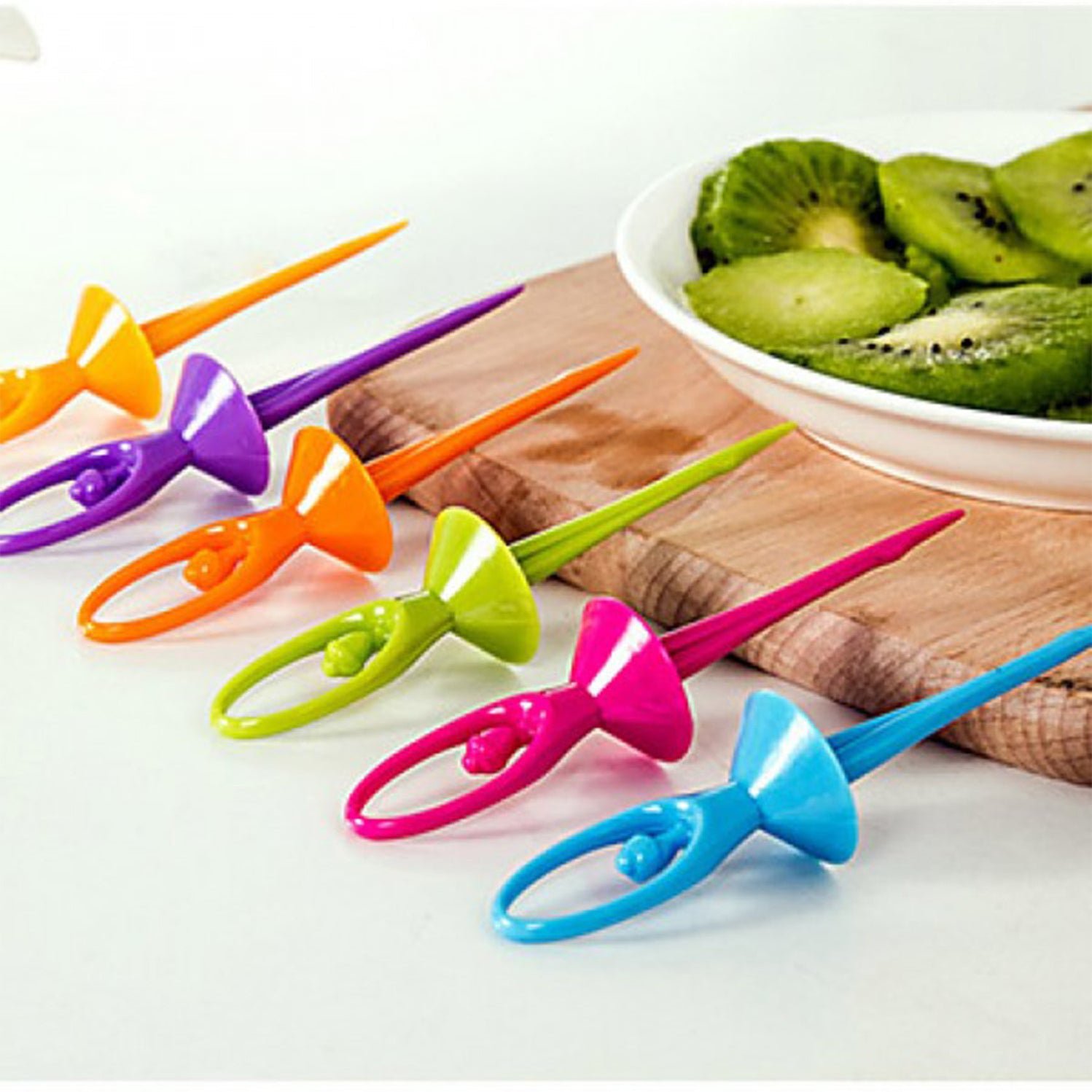 Dancing Doll Fruit Fork Cutlery Set with Stand Multicolor Pack of 6 - Image 4