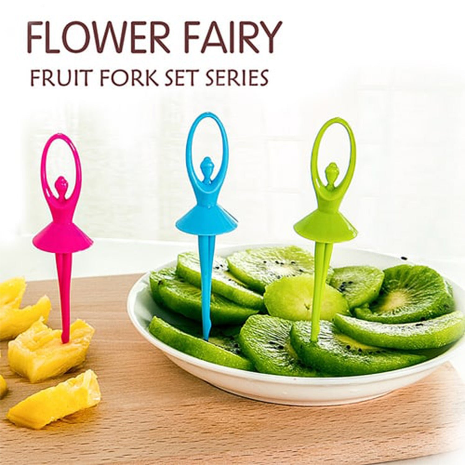 Dancing Doll Fruit Fork Cutlery Set with Stand Multicolor Pack of 6 - Image 5