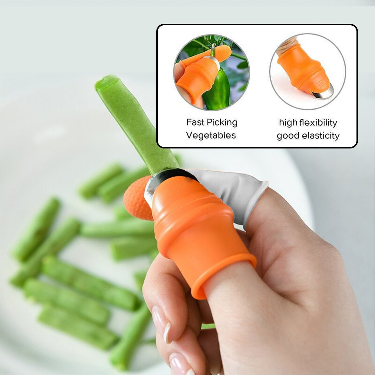1 Pair V Thumb Cutter with Box for peeling and cutting of various types of vegetables and fruits etc - Image 3