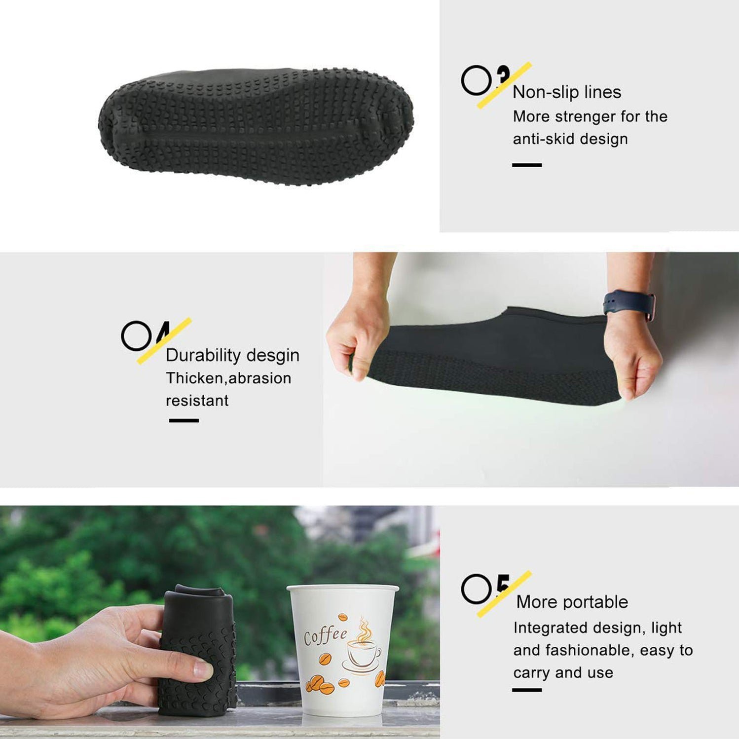 Non Slip Silicone Reusable Waterproof Foldable Anti Skid Rain Boot Shoe Cover Large - Image 4