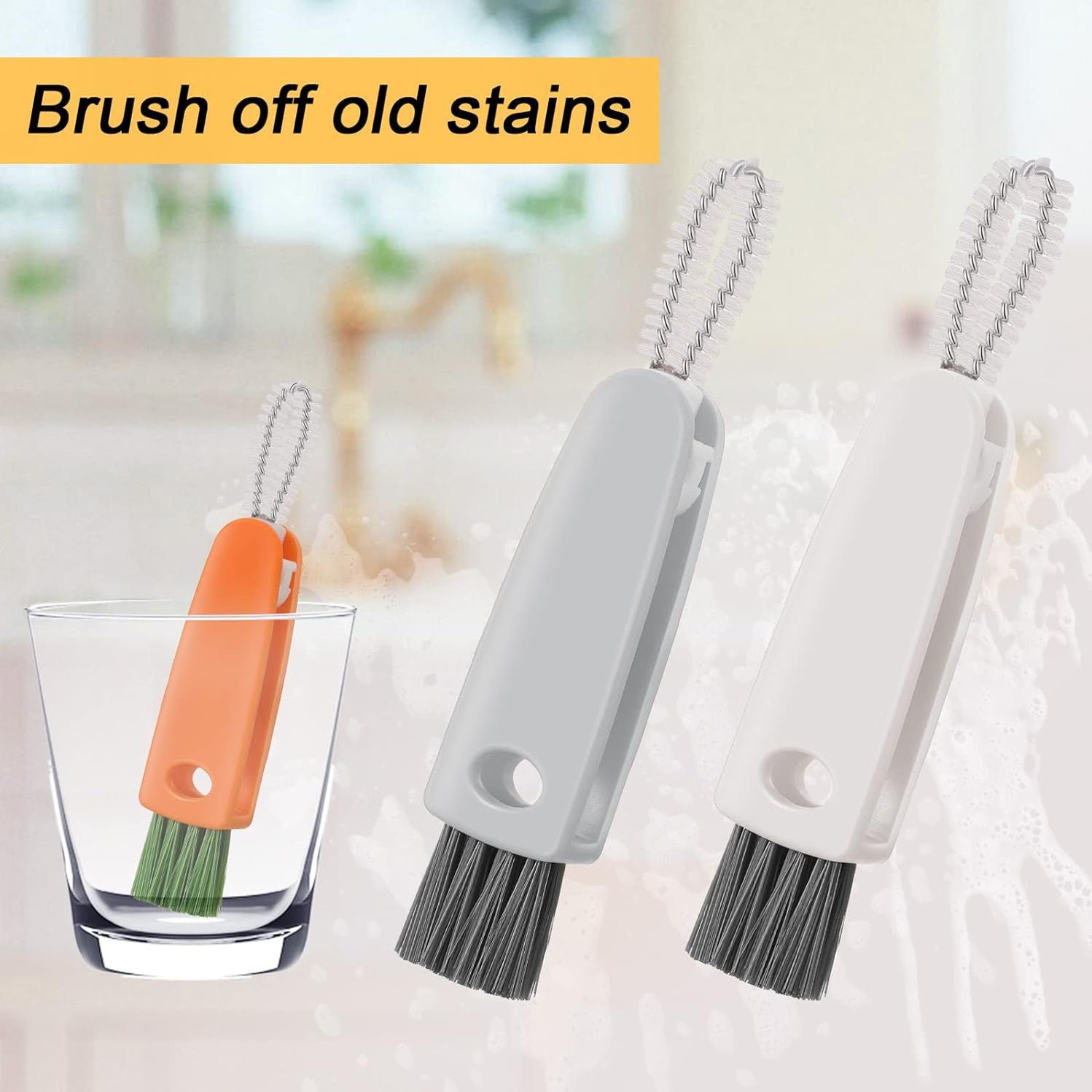 3 in 1 Multifunctional Cleaning Brush Mini Glass Cover, Bottle, and Cap Detail Brushes for Home Kitchen Cleaning 1 Pc - Image 3