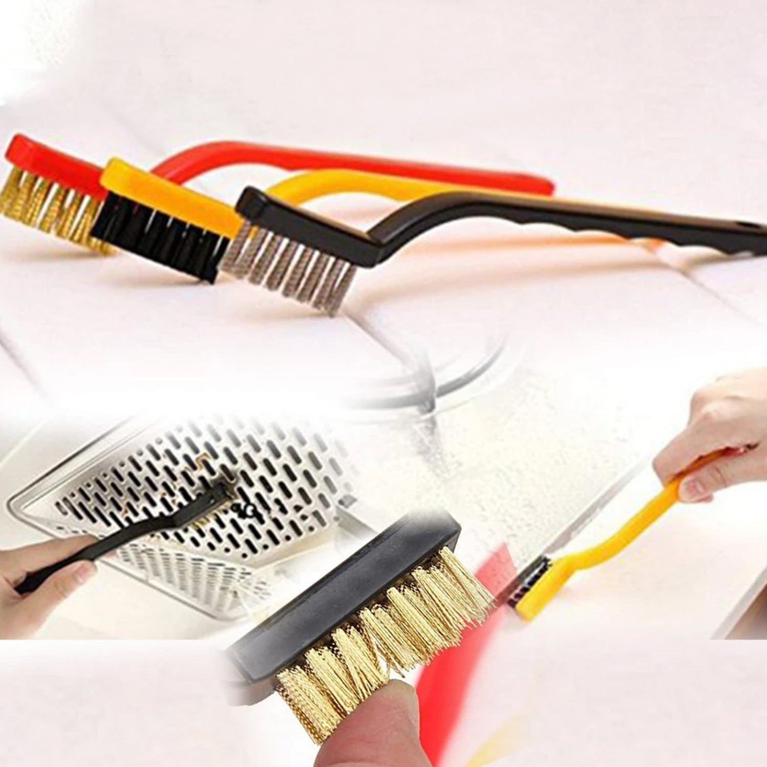 3 Piece Mini Wire Brush Set Brass, Nylon, Stainless Steel Bristles - Image 4