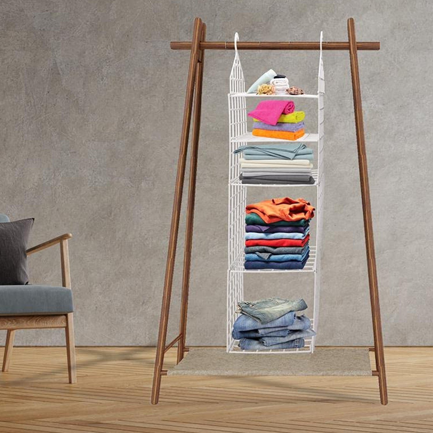 Elegant 5 Layer Multipurpose Foldable Clothes Storage Rack - Image 3