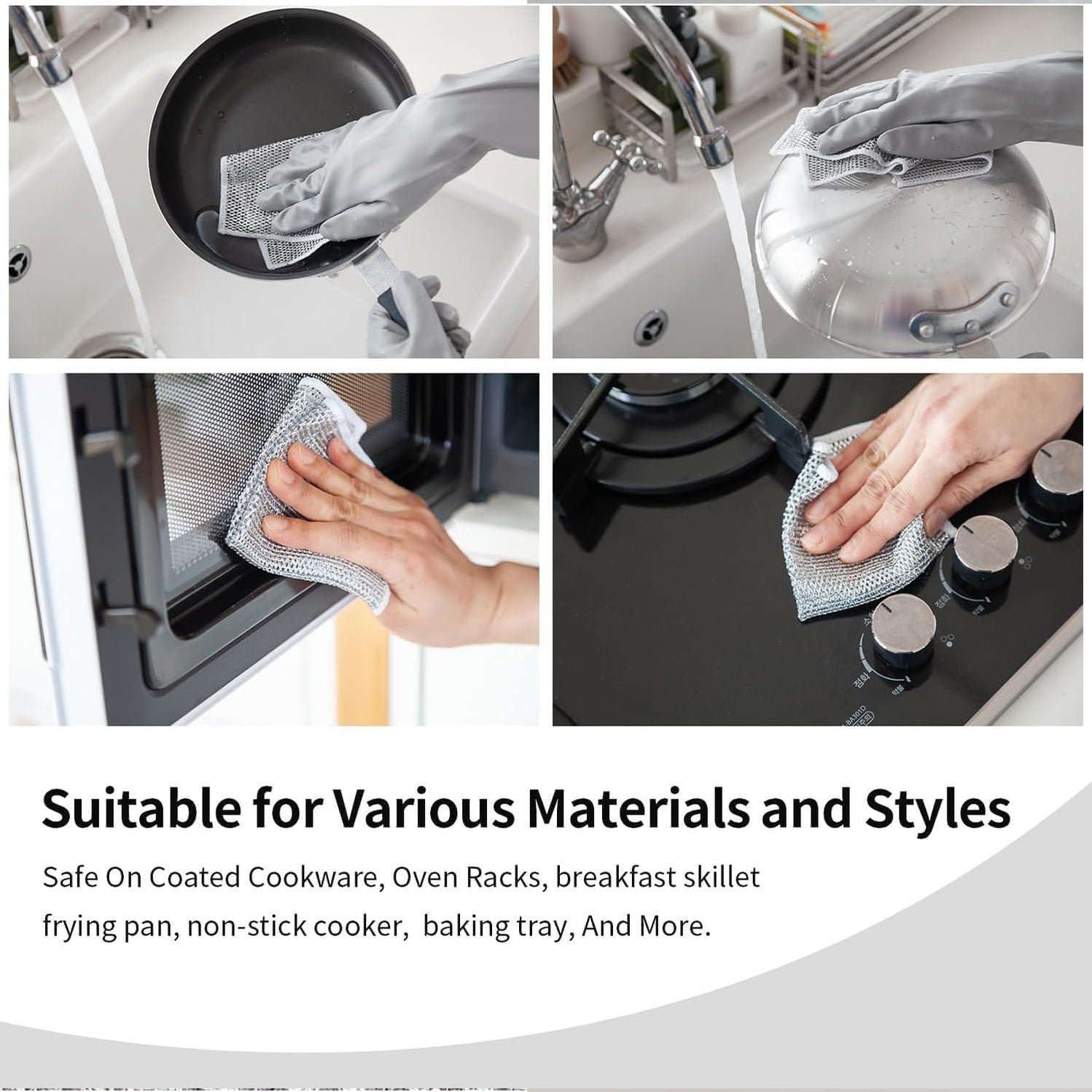 Single Sided Multipurpose Microfiber Cloths with Scrubber pack of 10 pcs - Image 2