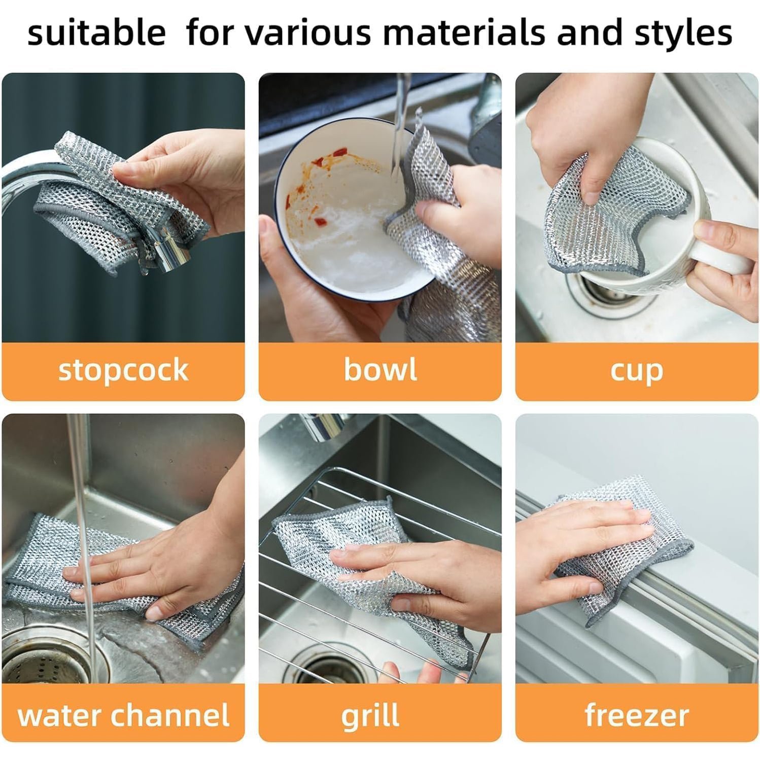Single Sided Multipurpose Microfiber Cloths with Scrubber pack of 10 pcs - Image 6