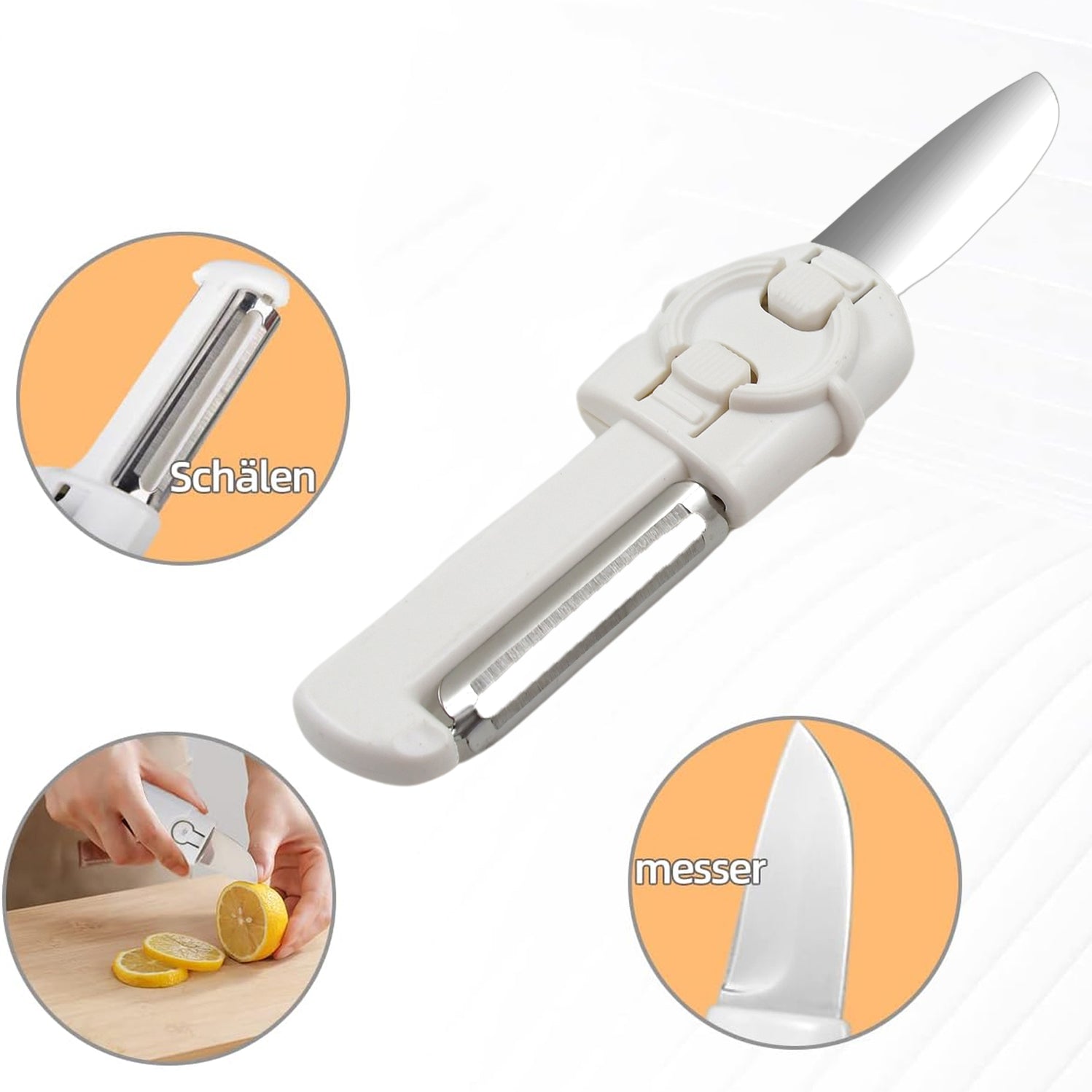 2 in 1 Stainless Steel Knife and Peeler with Protective Case - Image 3