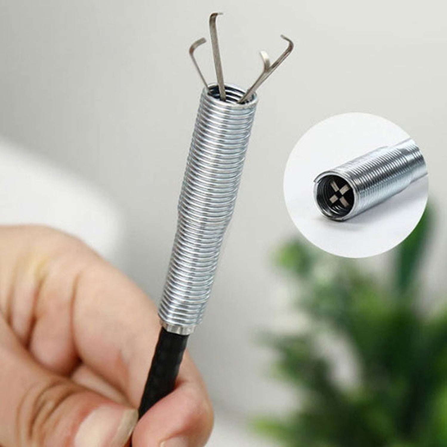 Handheld Metal Wire Brush with Hook for Kitchen Sink Cleaning and Sewer Dredging - Image 3