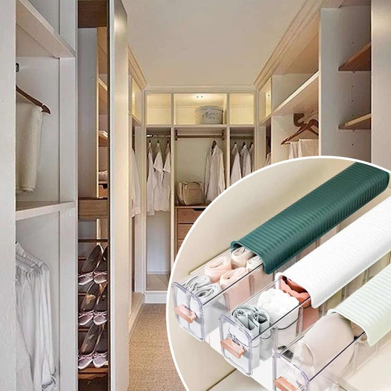 Quirk Drawer Underwear,socks Organizer Divider Wall Mount 5 Cell Drawer Boxs - Image 4