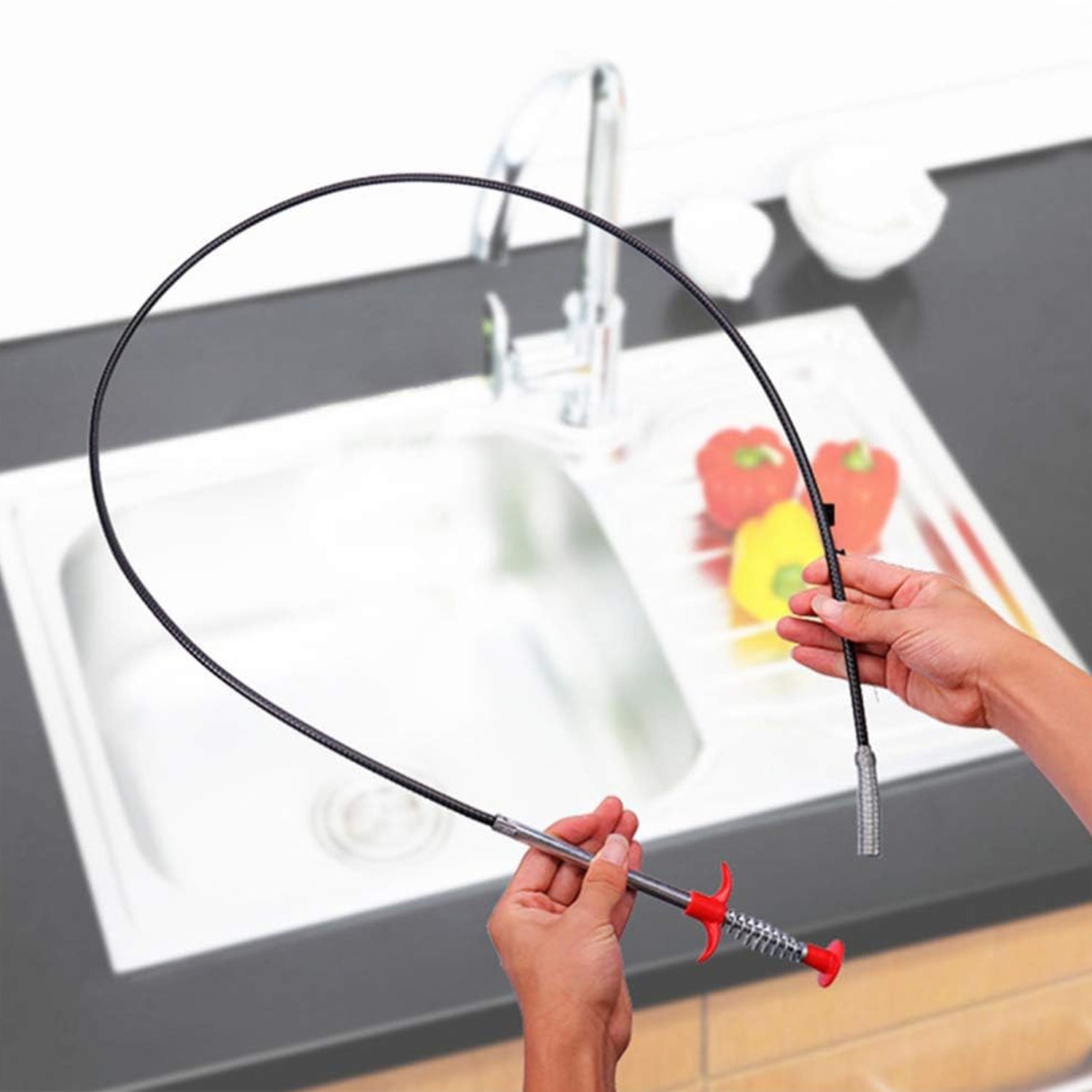 Handheld Metal Wire Brush with Hook for Kitchen Sink Cleaning and Sewer Dredging - Image 7