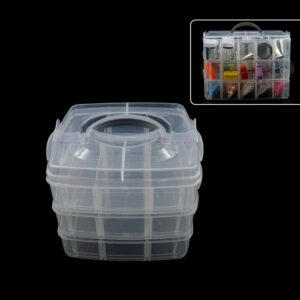 Plastic 3 Layer 18 Grid Square Portable Transparent Storage Detachable Box Organizer Case