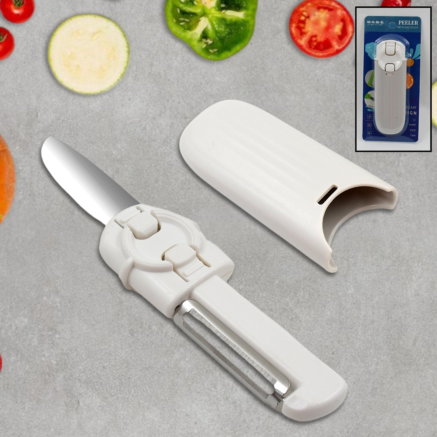 2 in 1 Stainless Steel Knife and Peeler with Protective Case