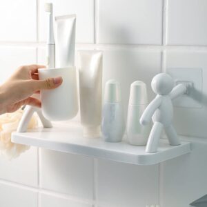 Charming Self Adhesive Floating Wall Shelf with Human Figurine Design