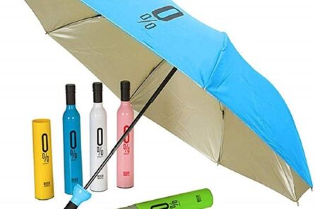 Wine Bottle Shape Mini Compact Foldable Umbrella with Plastic Case