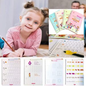Wonderful Magic Practice Book for Kids Set of 4 Books with 1 Pen and 10 Refills