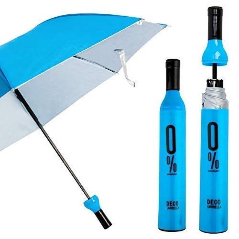 Wine Bottle Shape Mini Compact Foldable Umbrella with Plastic Case - Image 3